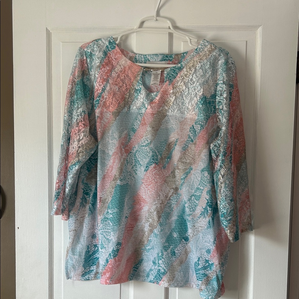 Alfred Dunner Pastel Patterned Blouse